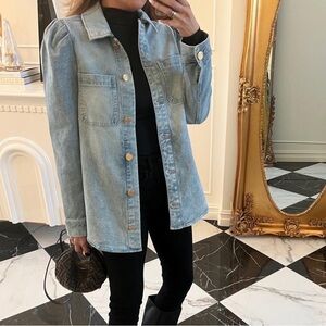 Express Jean Jacket/Shacket with Rouched shoulders